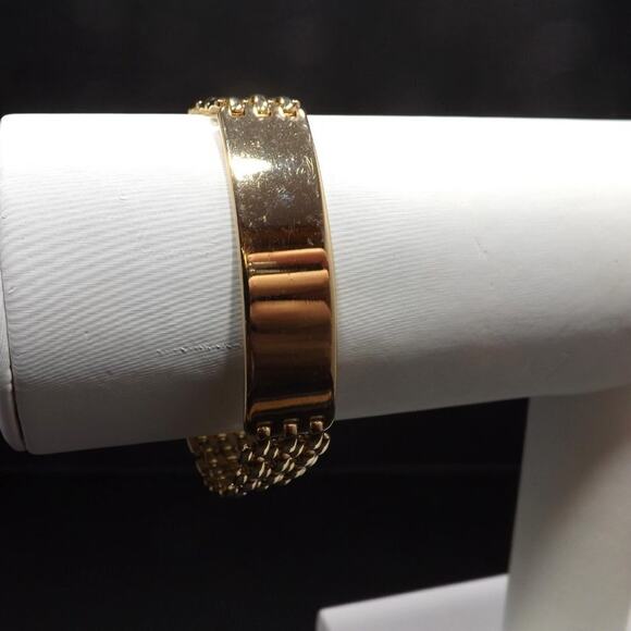 Vintage ID Style Chain Bracelet, Interlocking Chain, Gold Plated, 7 Inches - Picture 2 of 8